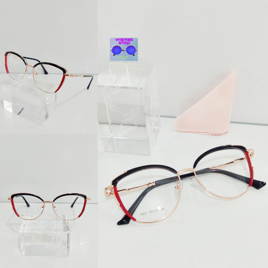 Frame kacamata bingkai kacamata wanita model cateye tangkai per premium