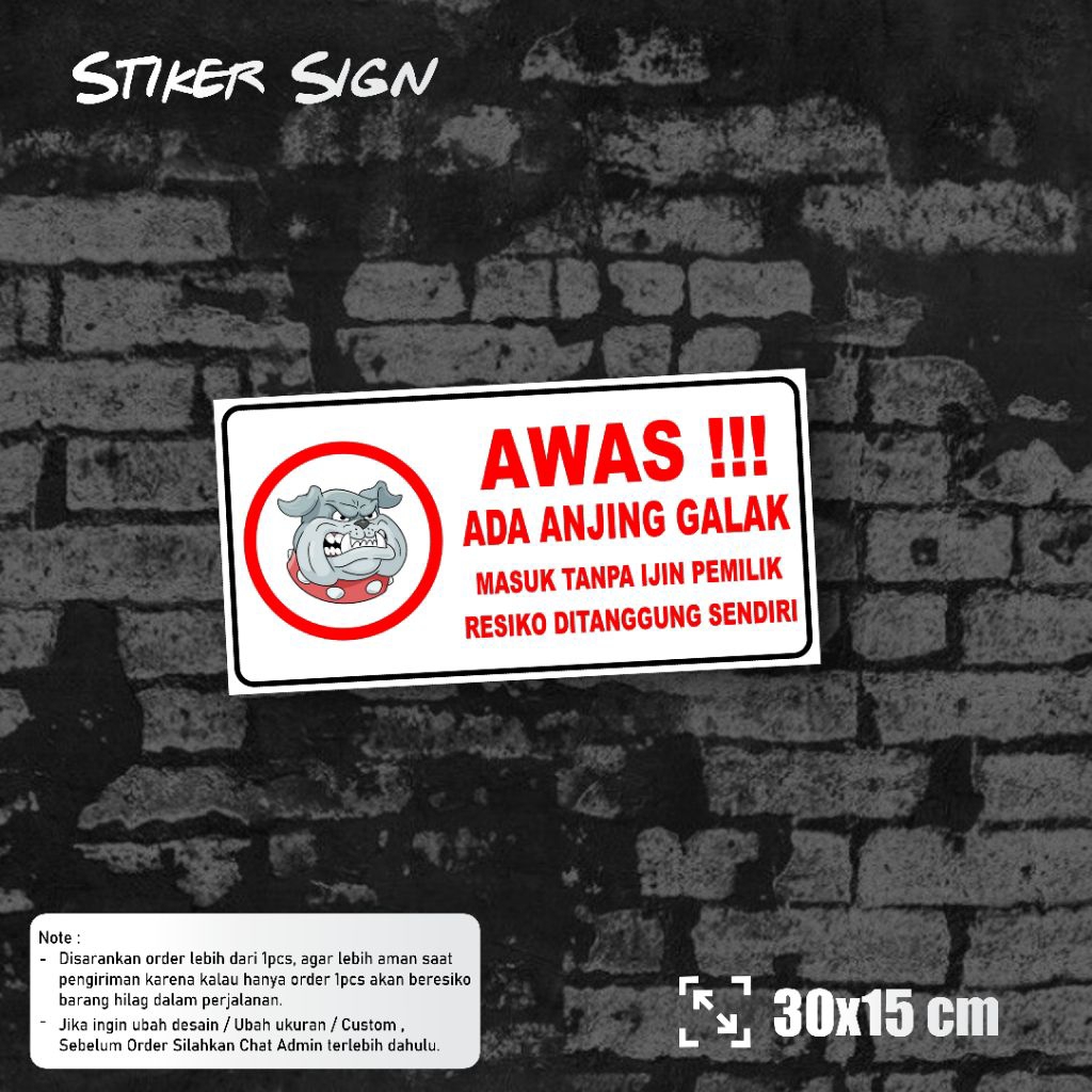 Stiker Awas Anjing Galak