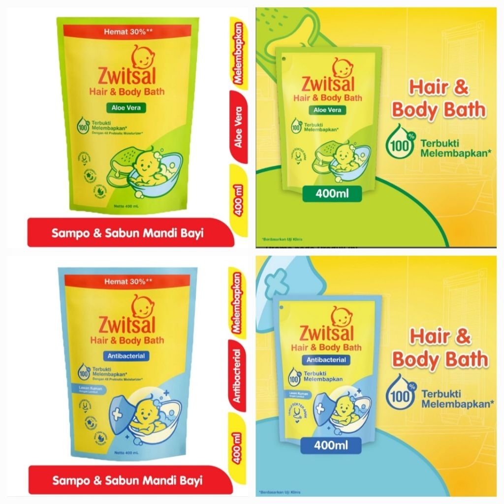 Zwitsal Sabun Mandi & Sampo Bayi Refill 400ml