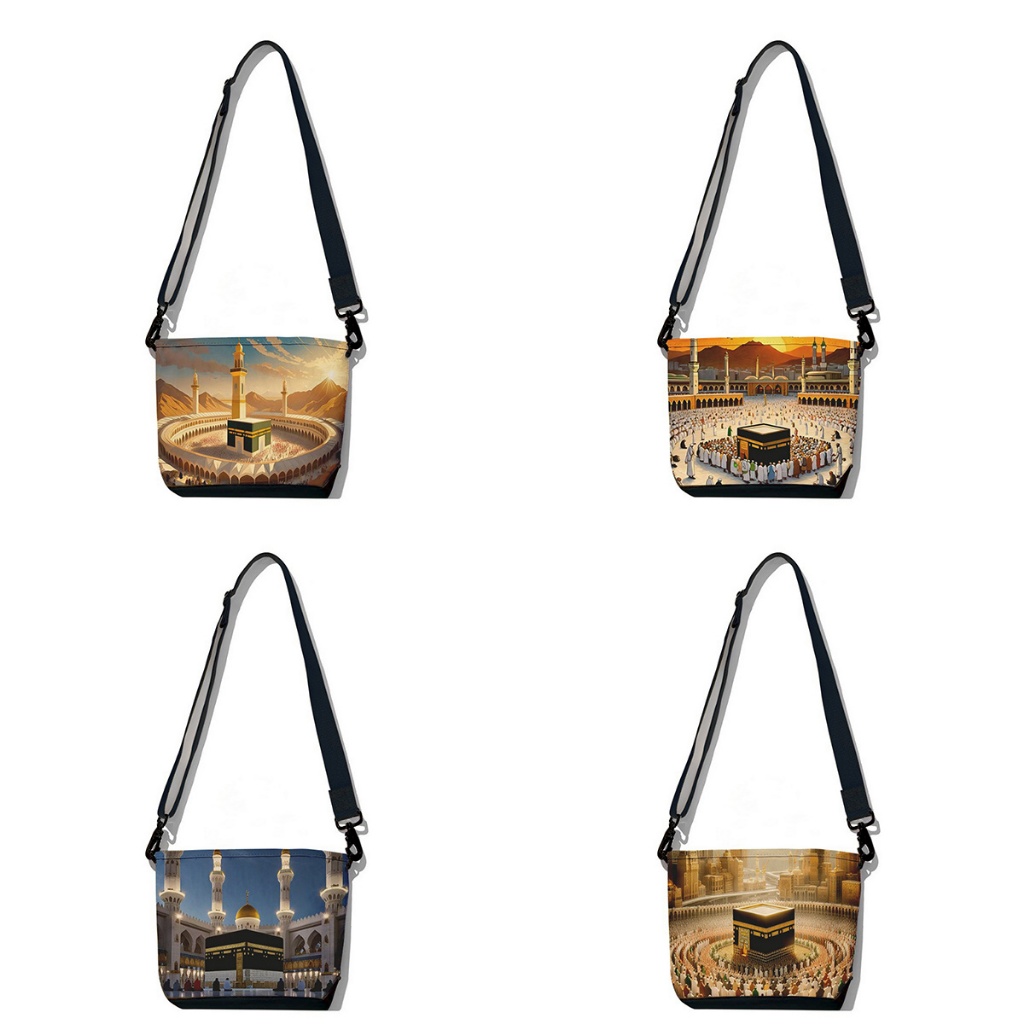 Sling Bag Kanvas Wanita Mekkah / Tas Selempang Souvenir Custom