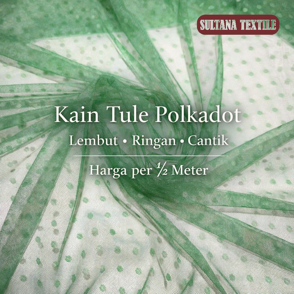 Kain Tule Polkadot / Kasa Polkadot | Halus & Ringan | Cocok Dress, Layer, Tutu & Hijab -Harga per ½ 