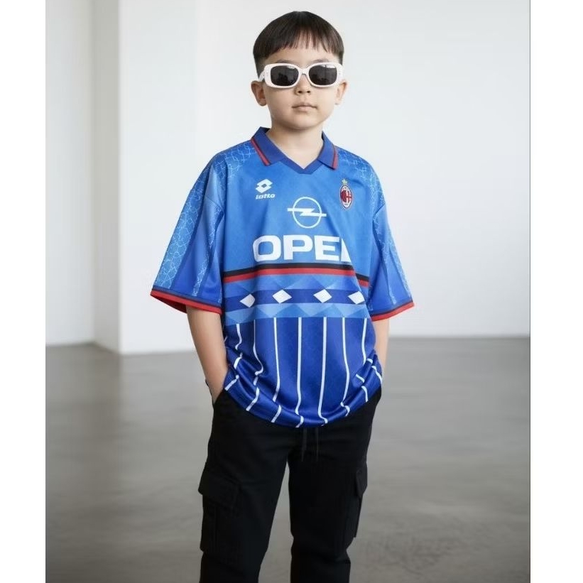 Jersey retro fantasy milan anak laki dan perempuan / baju Jersey anak fullprinting