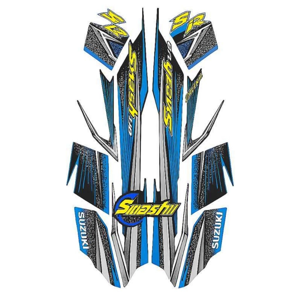Striping stiker body motor Suzuki Smash 110 Sr 2007 stiker list bodi smash 110 sr biru tahun 2007