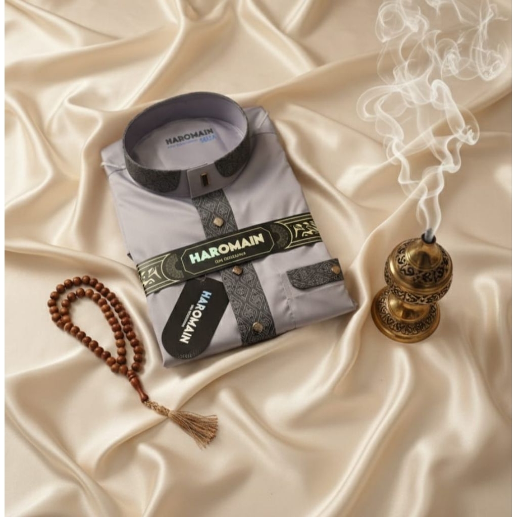 Gamis Haromain kombinasi non manset Gamis Haromain jubah Haromain Haromain premium