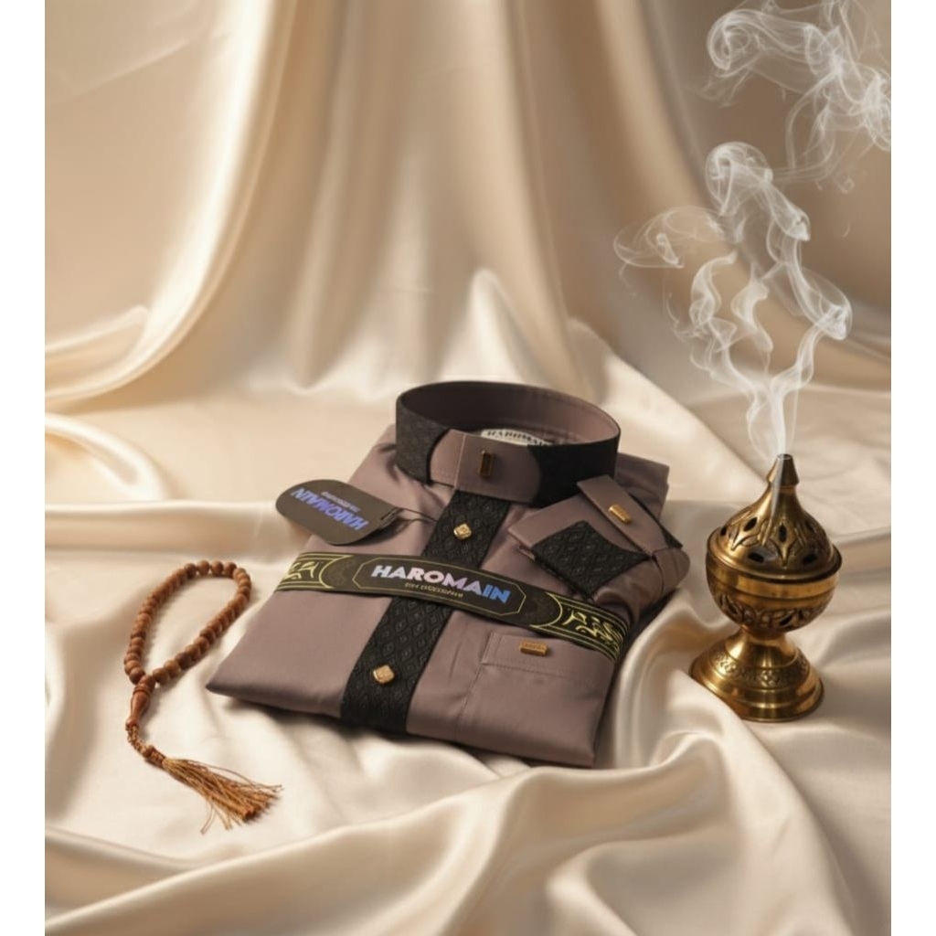 Gamis Haromain kombinasi manset Jubah Haromain gamis Haromain premium