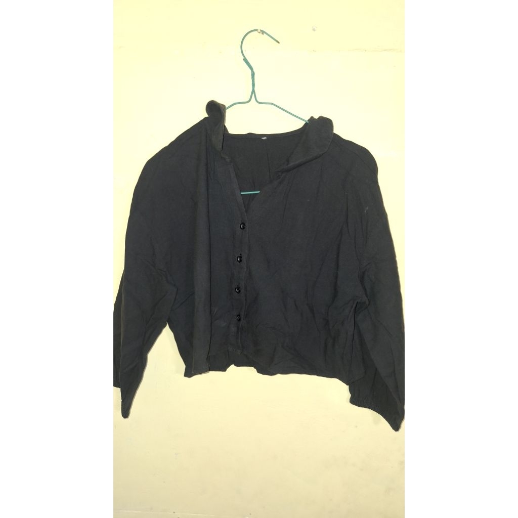 kemeja croptop colorbox hitam