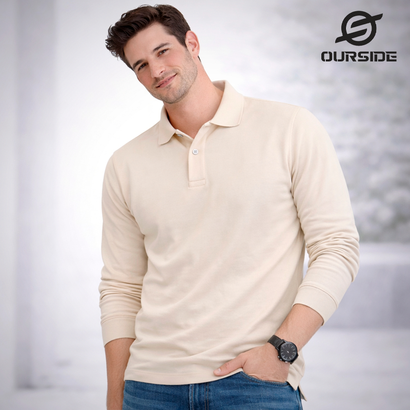 OURSIDE - Kaos Polo Shirt Unisex Berkerah Lengan Panjang Coksu