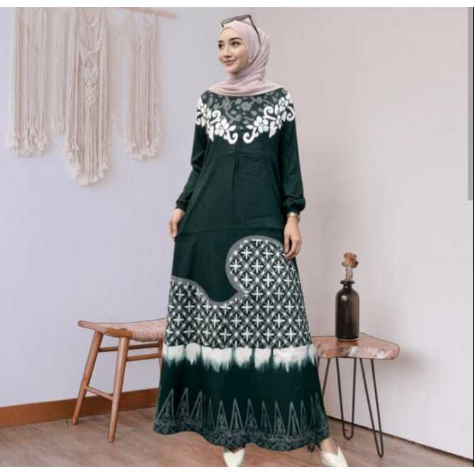 gamis twill ori pekalongan dress malamanmotif terbaru batik pekalongan resleting depan busui allsize