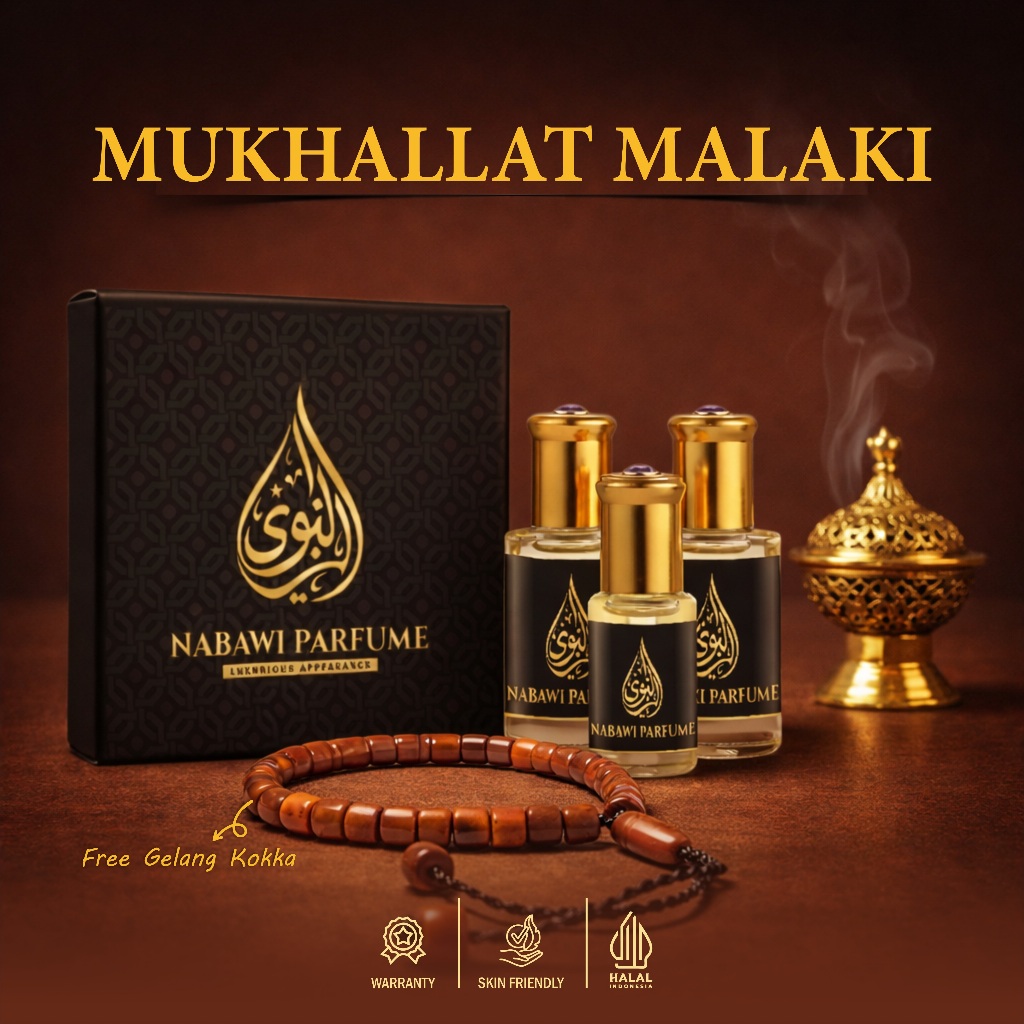 [Isi 3 Botol] Nabawi Parfum Aroma MUKHALLAT MALAKI / Parfum bibit wangi kiswah kain penutup kabah Or