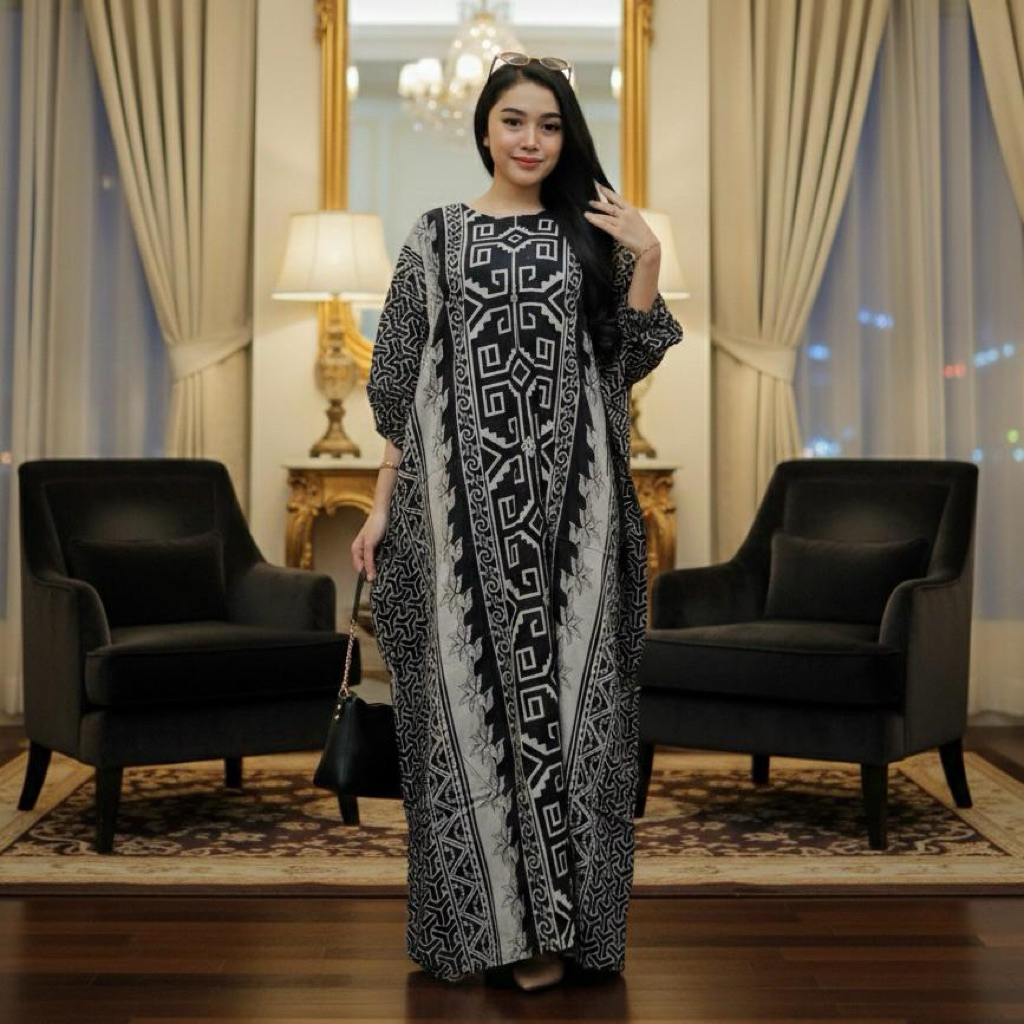 Gamis Kaftan Jumbo Katun Rayon Motif Cantik LD 150