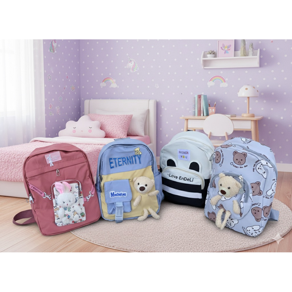 Tas Ransel Unisex Anak Kanvas Korea 449