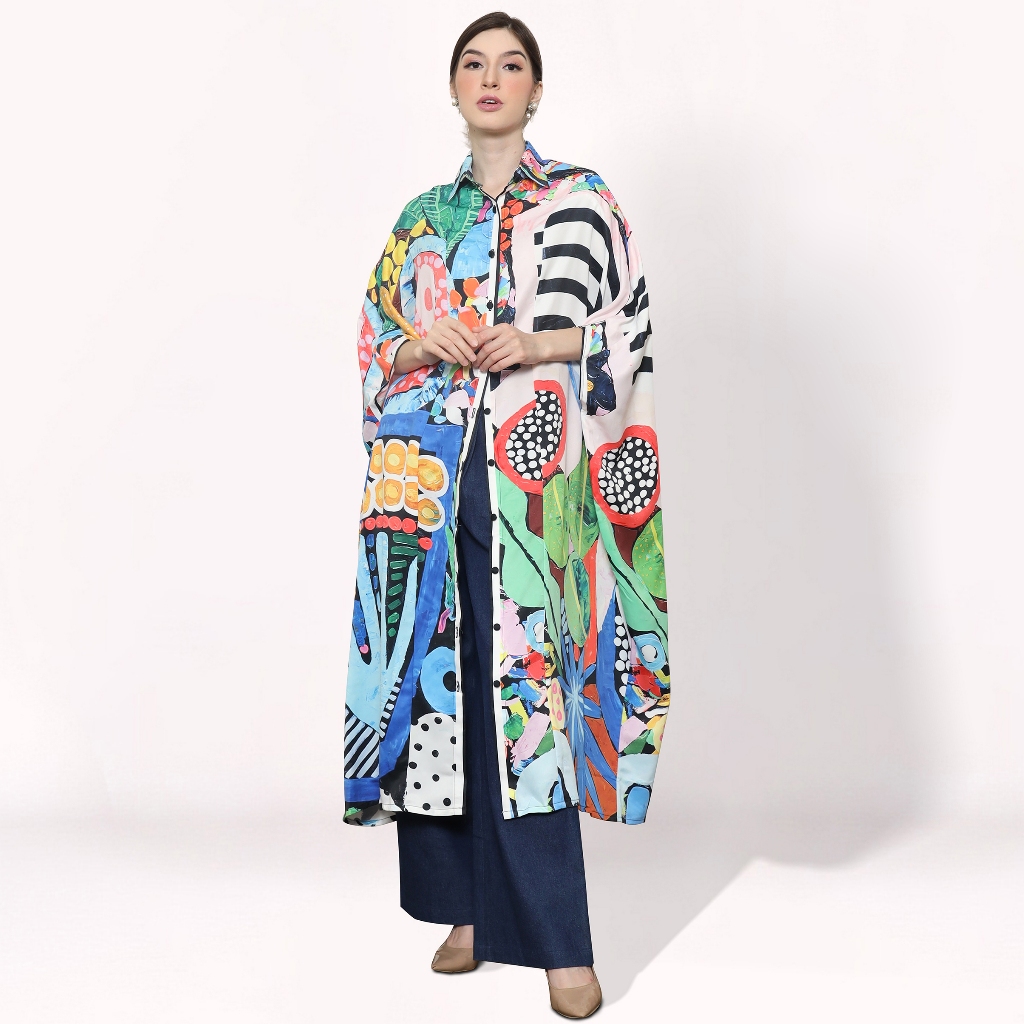 Kanzi Collection Black Stripe Button Kaftan