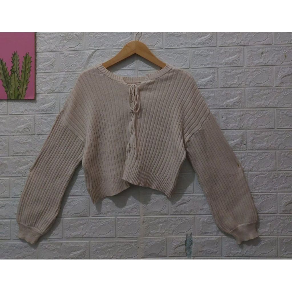Retro Girl Baloon Crop Knitwear