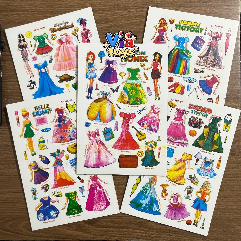 50 Lembar Bongkar Pasang SUPER 18cm x 26cm ( Campur mix ) BP SUPER baju bajuan anak kertas - Sticker