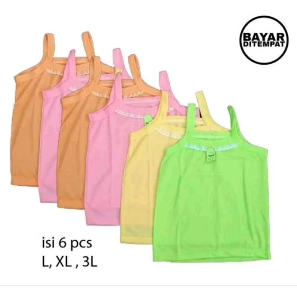 6pcs Singlet Remaja wanita 8-16thn termurah/kaos dalam anak remaja perempuan SMP.SMA L/XL/XXXL TERLA