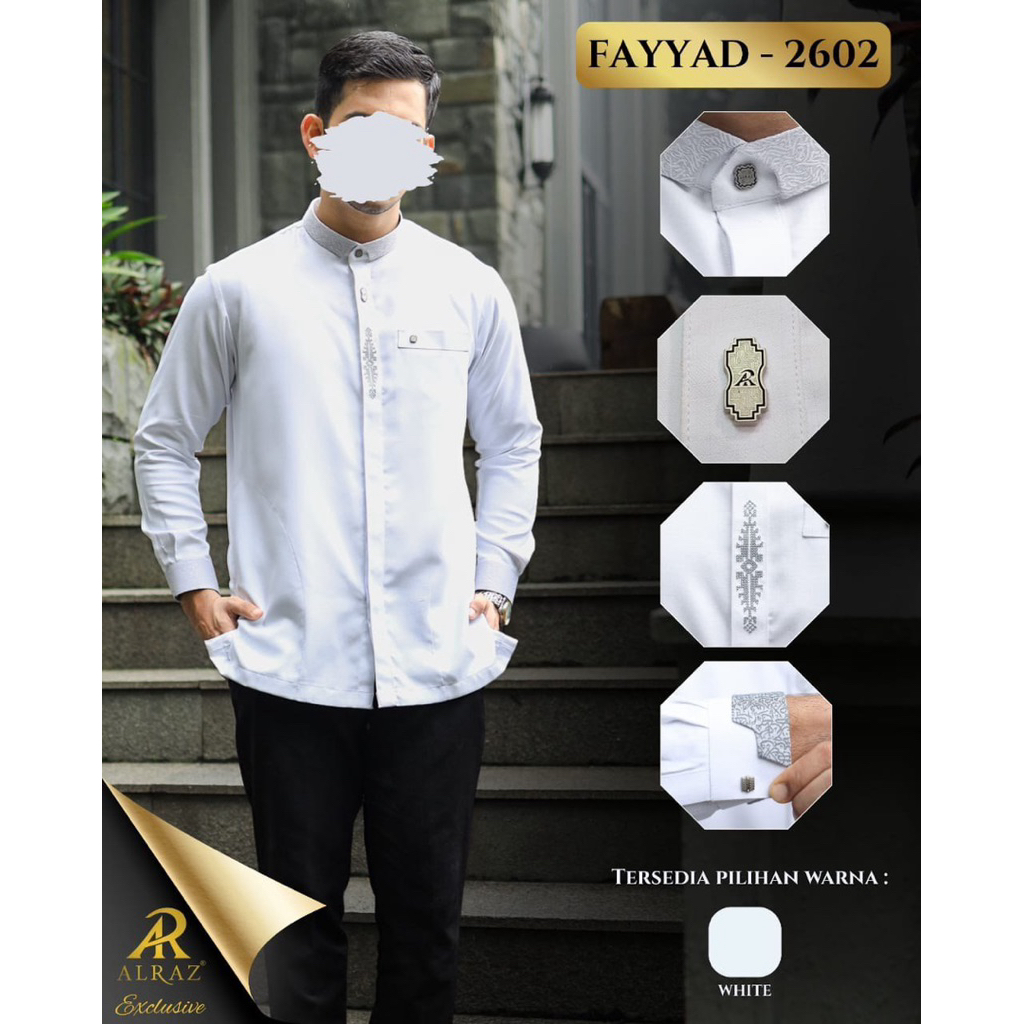 Alraz Koko Eksklusif Fayyad 2602 – Baju Muslim Pria Putih Lengan panjang