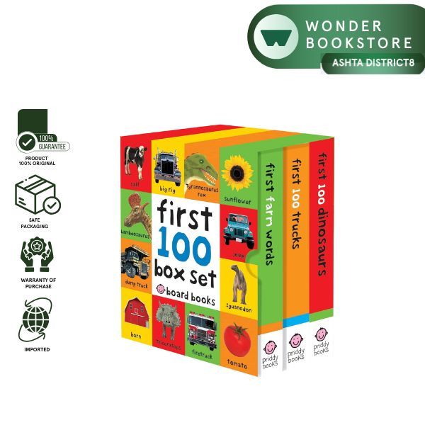 Priddy Books - First 100 Box Set: Farm, Dino, Trucks Board Book