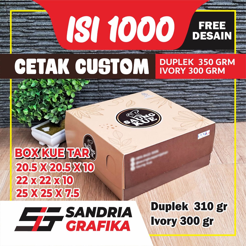 DUS ROTI TAR 22 x 22 x 10 Atau 20.5 X 20.5 X 10 / 25 x 25 x 7.5 BOX BOLU /BOX KUE TAR