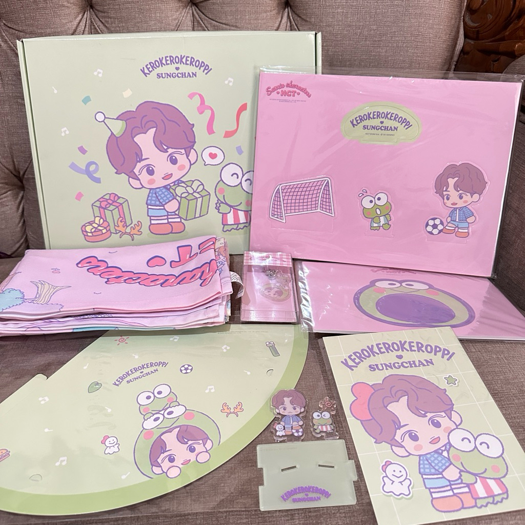 nct x sanrio md official sungchan sharing keroppi package box acrylic standee banner riize pc photoc