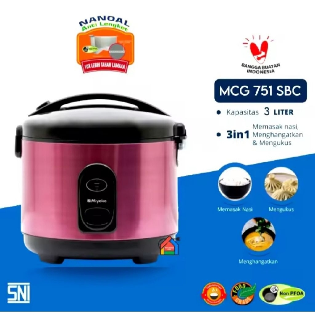 magic com / rice cooker MIYAKO 3LITER MCG 751 SBC
