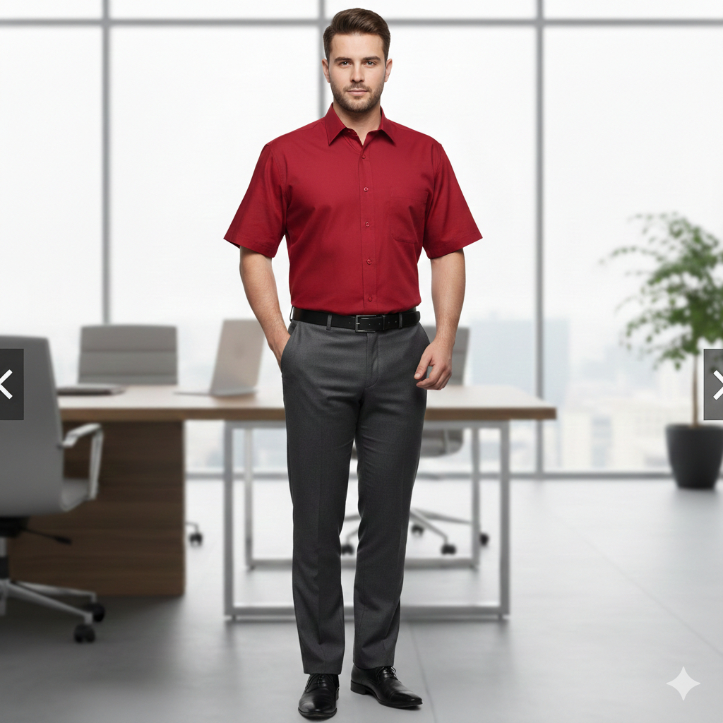 Kemeja Pria Merah 100% Full Katun Adem Lembut Ready S & M Lengan Pendek Reguler ARROW ARR 246 Bagus