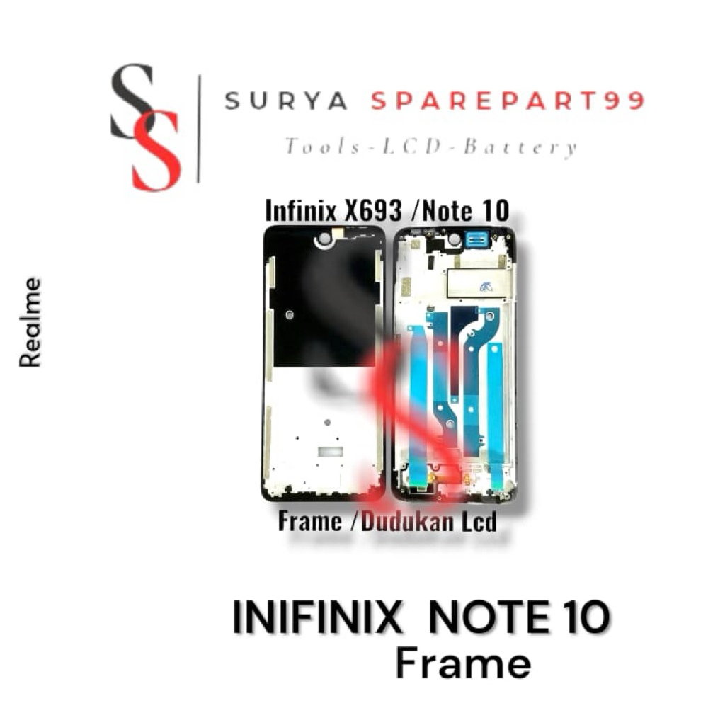 Original Frame Tulang Tengah Infinix X693 / Infinix Note 10 - Bezzel Bezel Bejel Tempat Dudukan Mesi