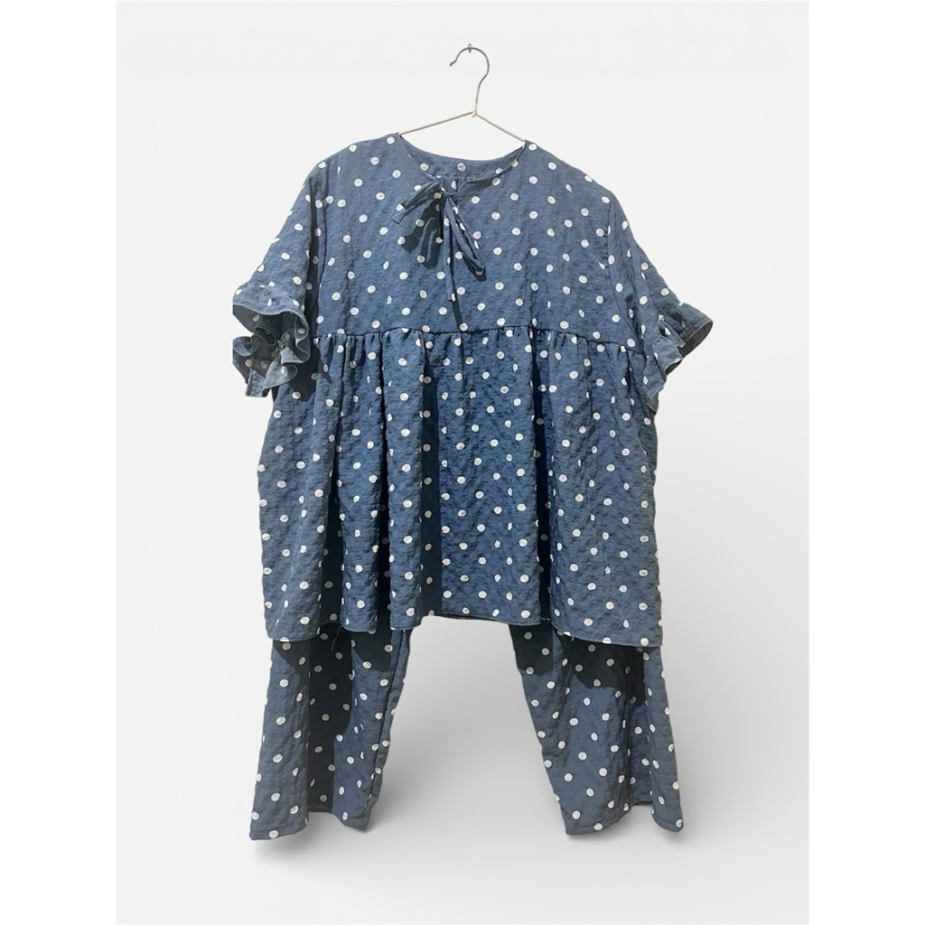 One set dan daster polkadot serut kain cinkle