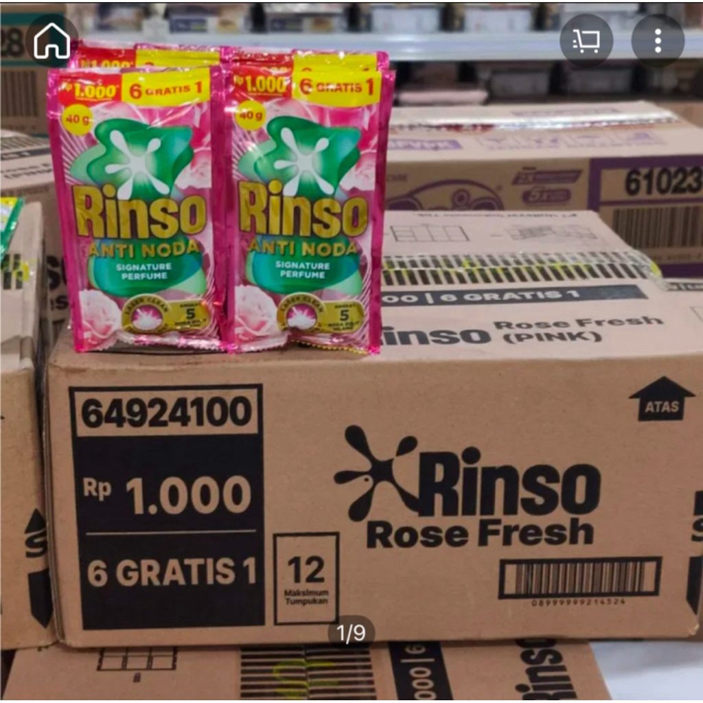 rinso cair sachet 1 dus isi 8 renceng  500 an /20 ml paket cuci bersih dan hemat rinso cair