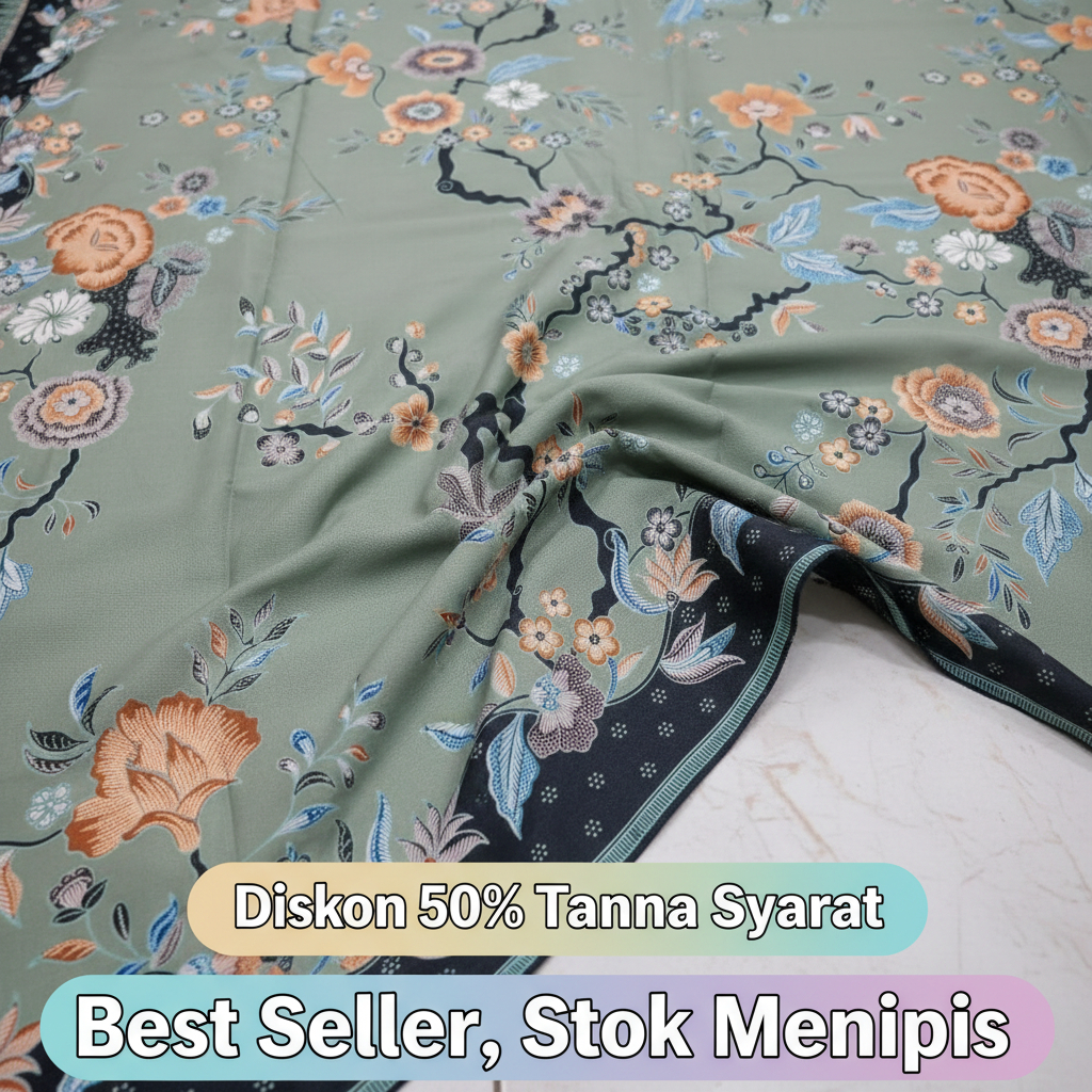 [COD] [GRATIS ONGKIR] Kain Panjang Batik Unggul Jaya Special Hijau Sage Bagus / Kain Batik Panjang H