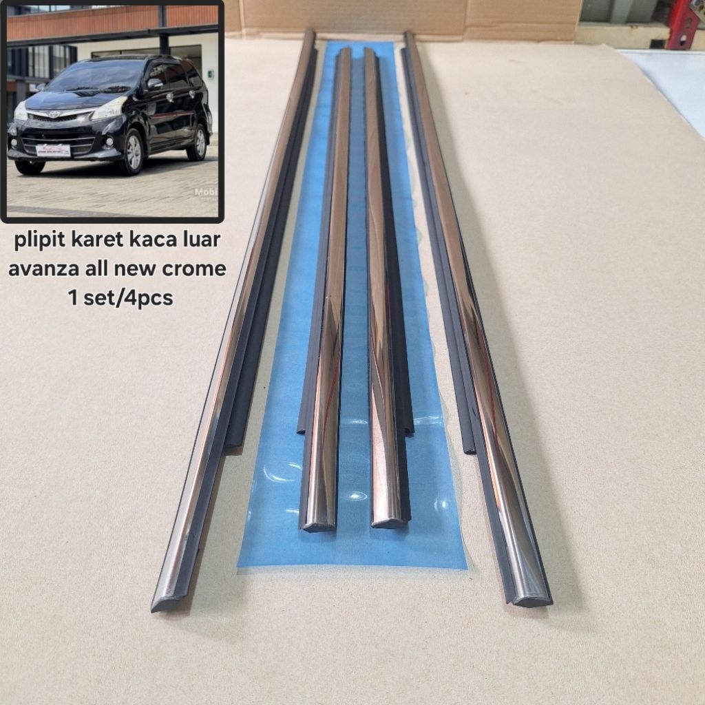 Karet List Kaca Luar/Karet Plipit Kaca Luar Mobil Toyota Avanza All New 2012 - 2017 Crome 1set/4pcs 