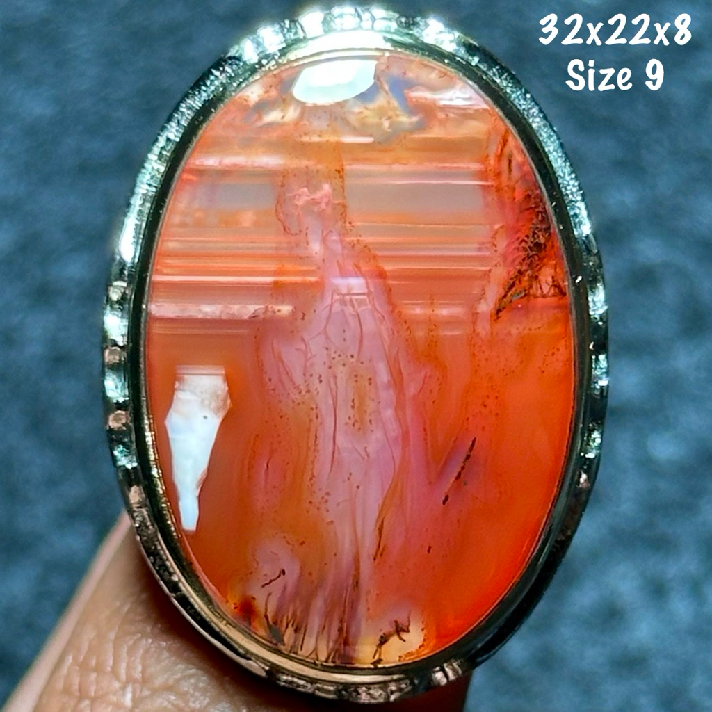 Cincin Batu Akik Natural Serat Cendana Rambut Jumbo Kristal (asli alam)