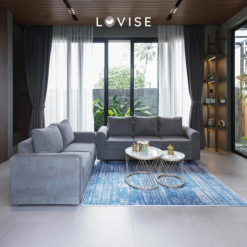 LOVISE Bundling Sofa Ruang Tamu 3 Seater dan 2 Seater Sofa Mahalona Gratis Meja Estetik Coffe Table