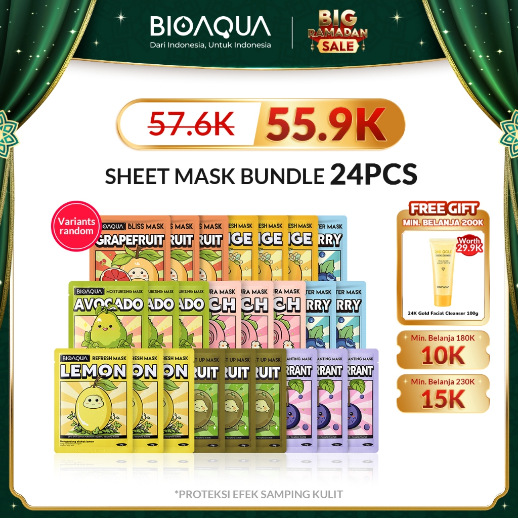 BIOAQUA Sheet Mask Paket Brightening Moisturizing Skin Care Hydrating Essence Face Mask Anti aging M