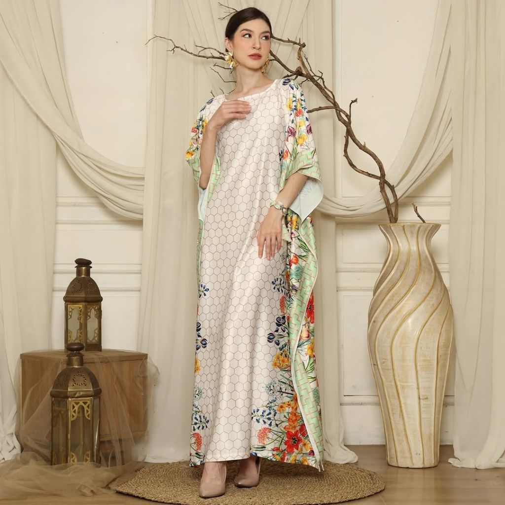 Kaftan Hijau • Kaftan Green Flower • Kaftan Modern • Kaftan Jumbo • Long Kaftan Premium • Dress Hija