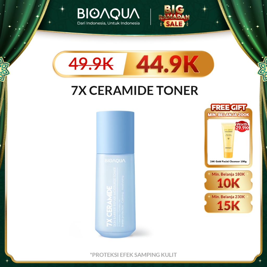 BIOAQUA 7X Ceramide Skin Barrier Repair Moisturizer Toner Wajah 120ml Glowing Hydrating Toner Pemuti