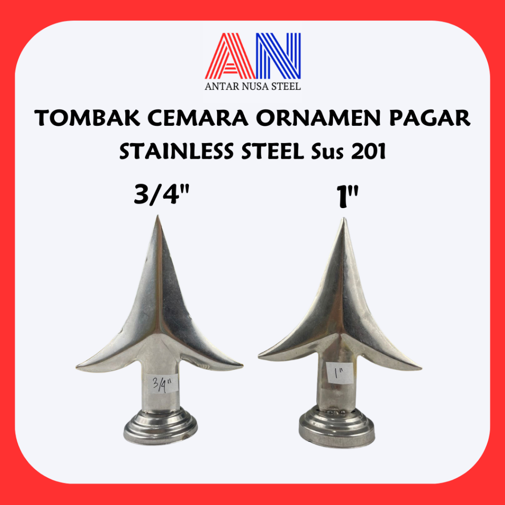 TOMBAK CEMARA ORNAMEN PAGAR STAINLESS STEEL 3/4", 1" | TOMBAK CEMARA ORNAMEN PAGAR STAINLESS SUS 201