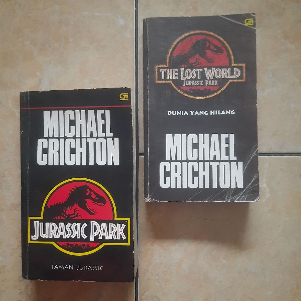 Set Novel Jurassic Park Taman Jurassic + The Lost World Dunia Yang Hilang Michael Crichton Original