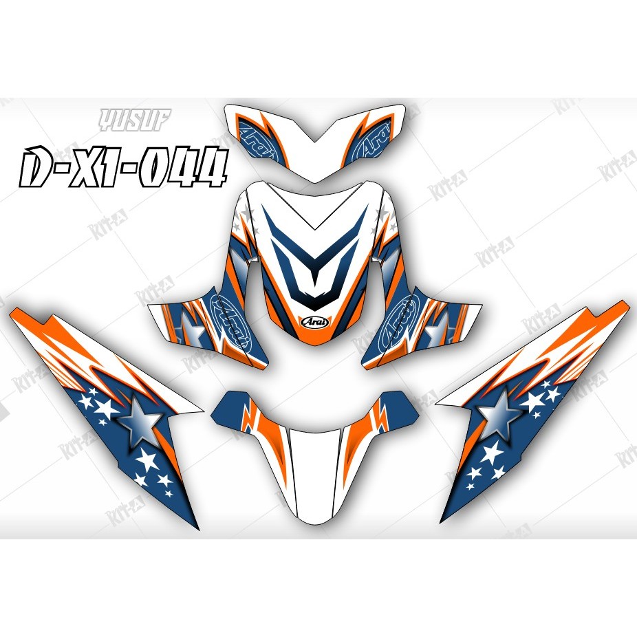 Decal Stiker Motor Beat Karbu Biru Putih Sticker Variasi Striping Custom Beat Redbull