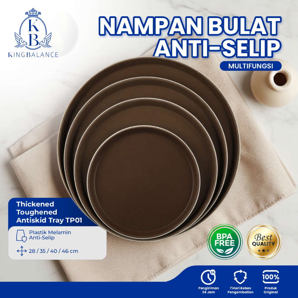 King Balance Nampan Bulat Plastik Melamin Anti Slip Aesthetic Serbaguna Tebal Kuat Nampan Saji -TP01