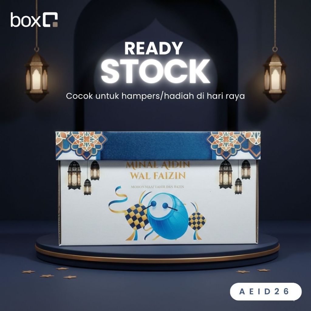 Box Hampers Lebaran 38x26x21 cm Handle | Kotak Parcel Idul Fitri Hardbox Kue Kering Snack Gift Box R