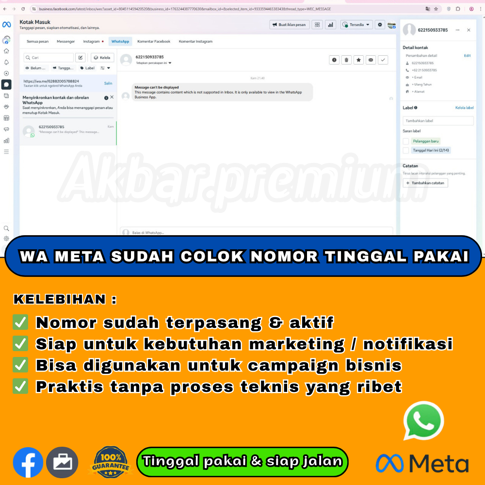 WA META SUDAH COLOK NOMOR TINGGAL PAKAI