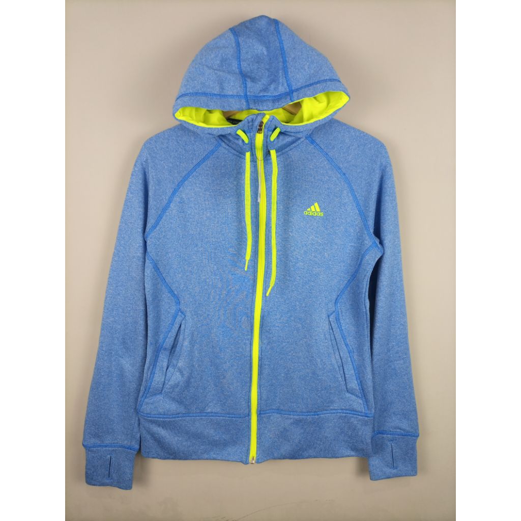 Jaket Hodie Ziper Adidas Climawarm Original_Biru Misty_Size S fit M