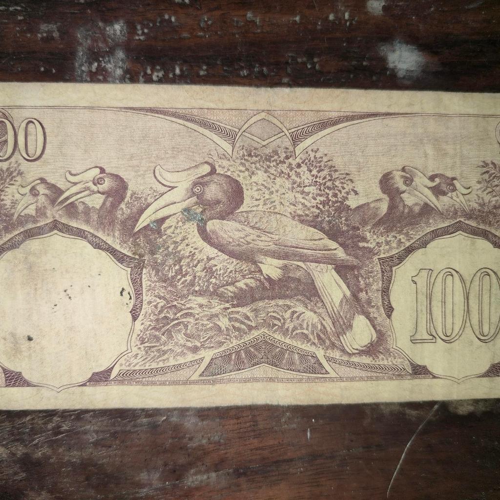 uang kuno 100 rupiah bunga tahun 1959