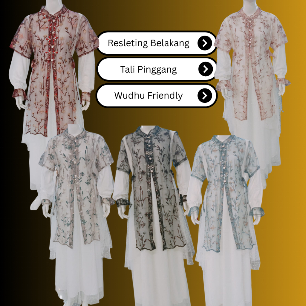 Najwa - Gamis Lebaran Tile Brukat Renda Wisuda Warna Aesthetic Premium Butik