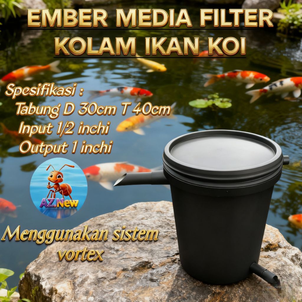 Ember media filter kolam ikan koi sistem vortex