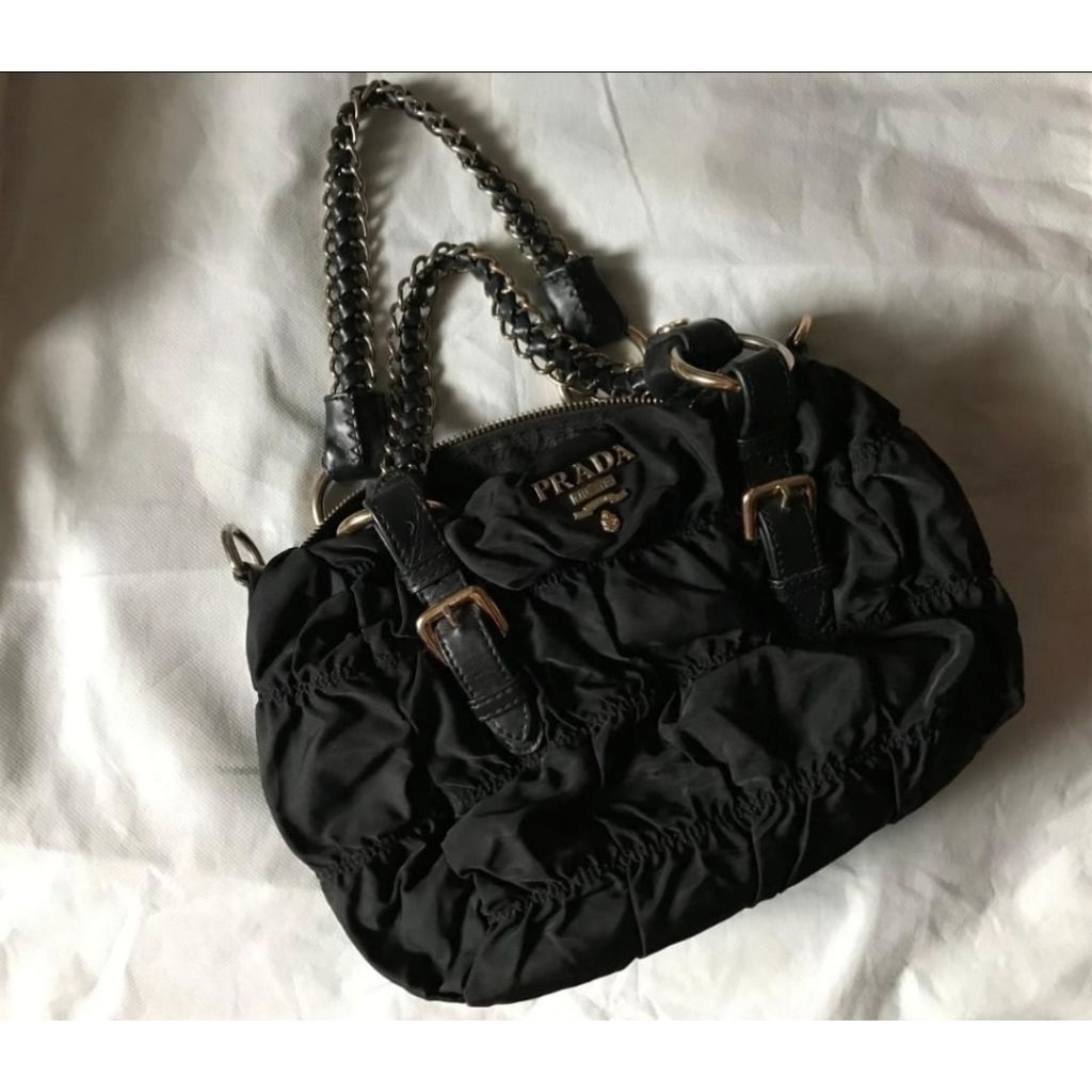 Tas Wanita Prada Gaufre Satchel Chain Nylon Preloved