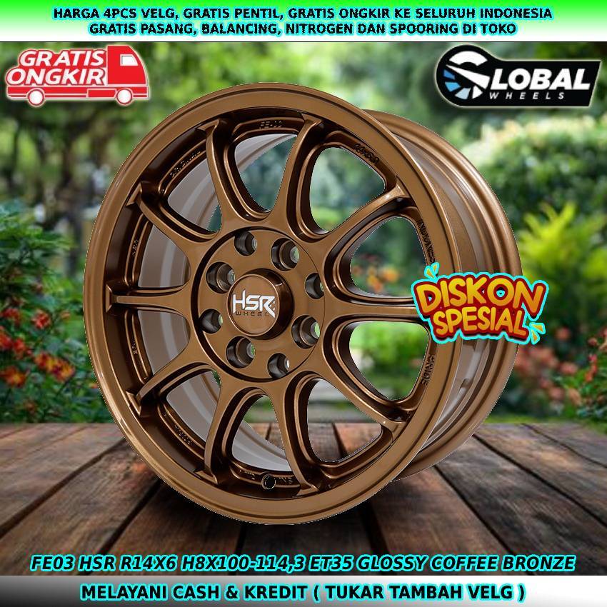 Velg R14 rekomendasi untuk mobil Picanto| Atoz| Visto| March| Mirage| dll velg hsr fe03 R14