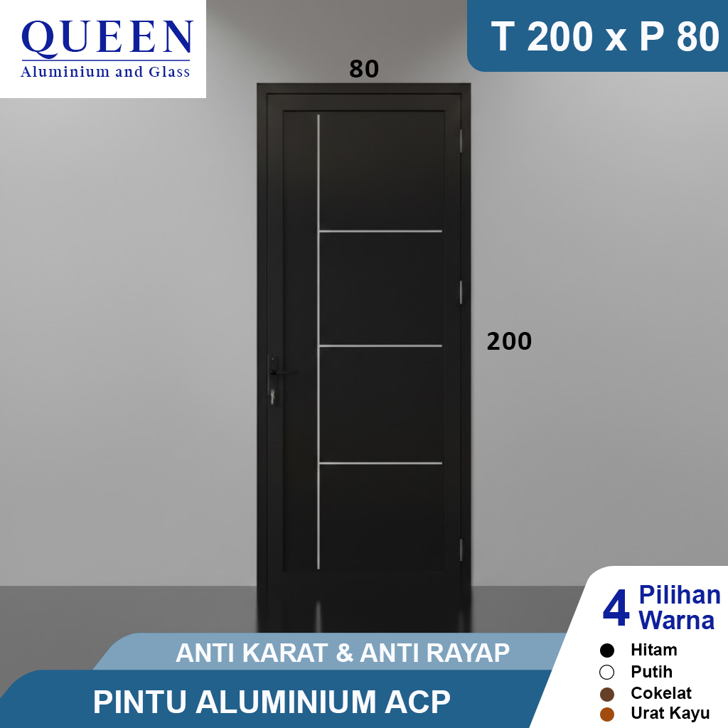 Pintu Aluminium 80 x 200 ACP Anti Rayap & Anti Karat