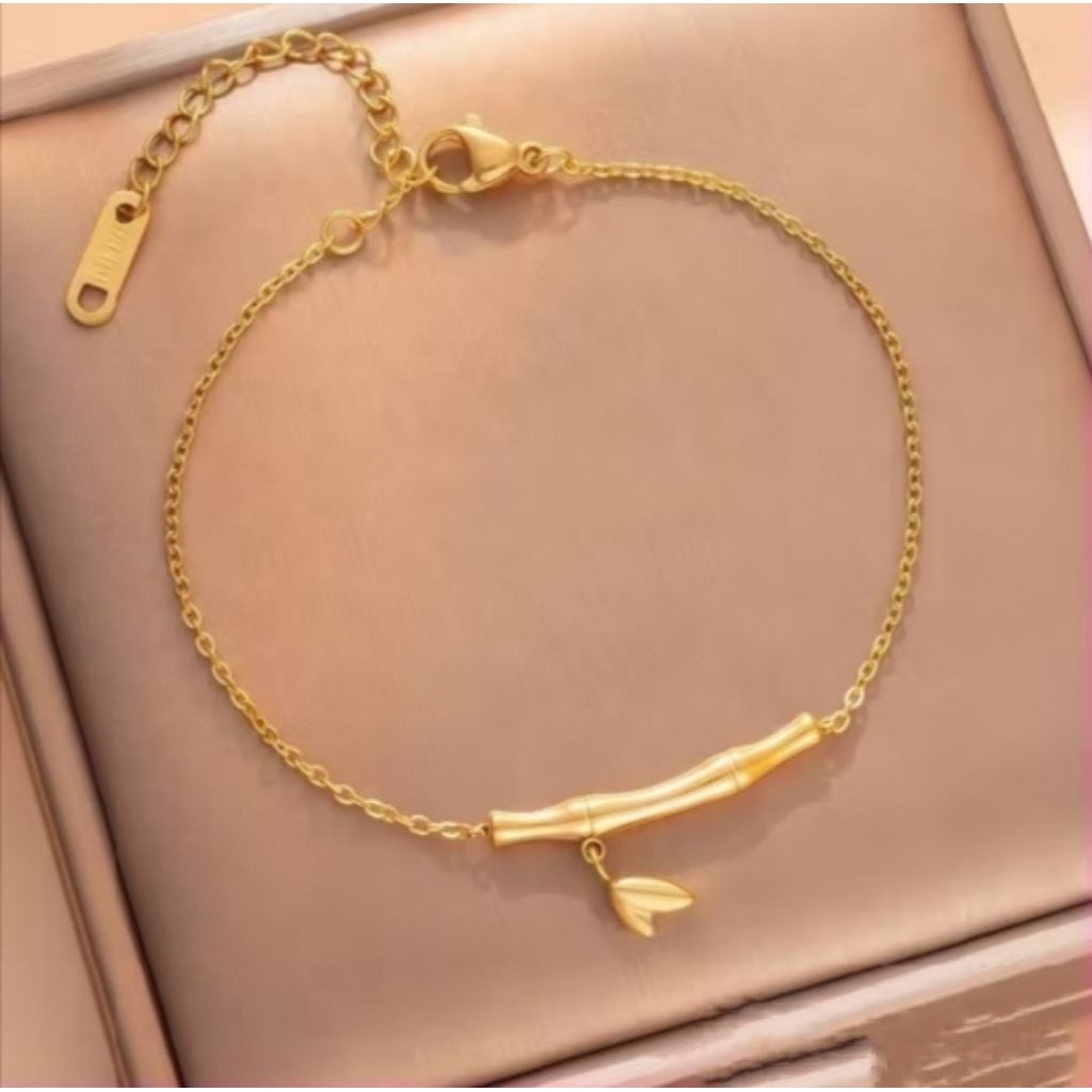 Gelang rantai bambu titanium anti karat