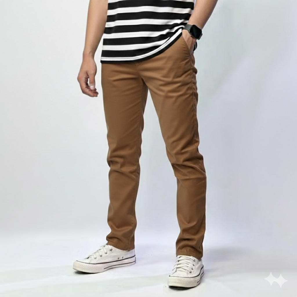 CELANA CHINO Panjang pria Slimfit KERJAHARIAN Santai Casual Formal Hitam Abu Cream Mocca Size 27-38/
